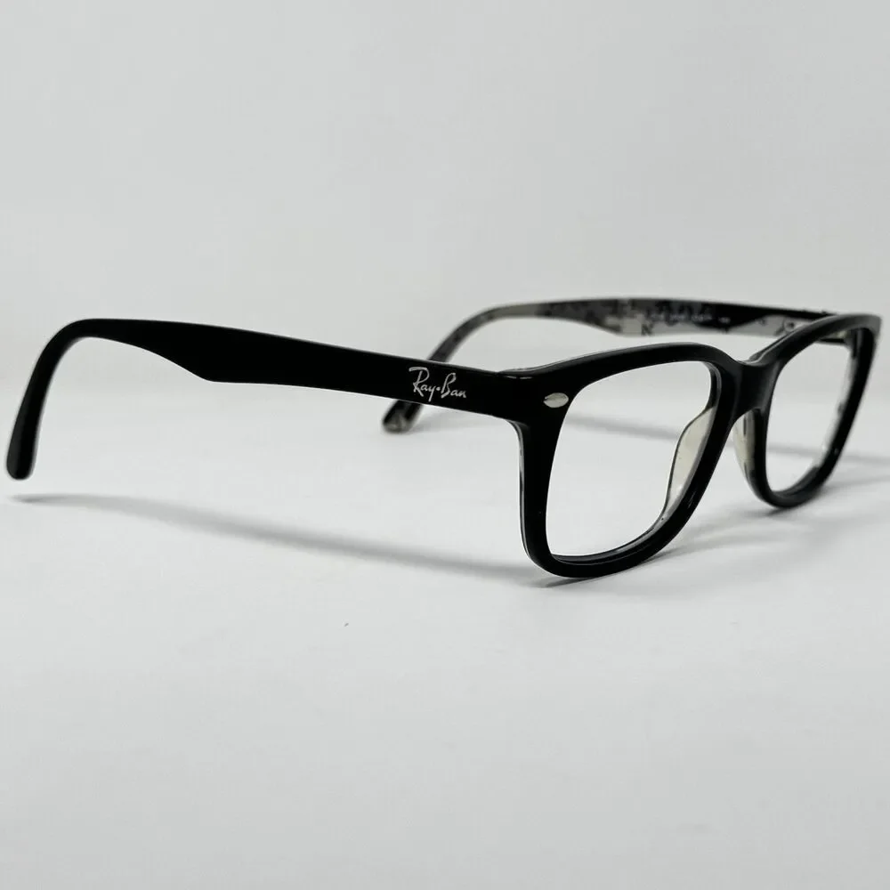 Ray-Ban RB5228 5405 Black Grey Logo Print Eyeglass Frames 53-17-140 Authentic